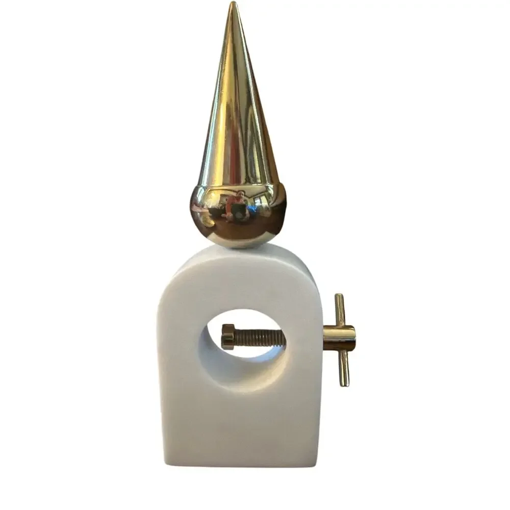 West Elm Brass Marble Geometric Modern Nutcracker Minimalist MCM Christmas Decor